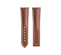 NKCVEZBW Leather 19mm 20mm 21mm Watchband Compatible With Omega Strap Seamaster 300 AT150 Speedmaster DE VILLE Bracelet Fold Clasp(Brown white line,22-18MM_ROSE ROUND BUCKLE)