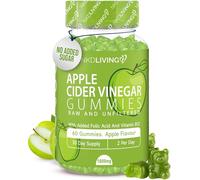 NKD Living Apple Cider Vinegar Gummies, No Added Suagr - ACV 1000mg Unfiltered from The Mother - with Added Folic Acid and B12 (60 Vegan Gummies)