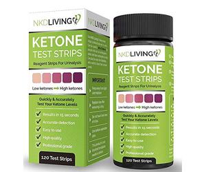 NKD Living Ketone Test Strips (120 Strips in 2 x 60 Keep Fresh Packs) Accurately Detect and Measure your state of ketosis in seconds.