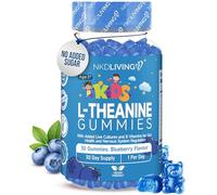 NKD Living Kids L-Theanine Gummies - 30 Count | Improve Focus & Concentration | with Added Magnesium, Live Cultures and B Vitamins for Gut & Nervous System Health | Blueberry Flavour