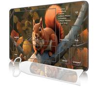 Nkddert MTG Spielmatte, 24x14in TCG Karte Spielmatte genähte Kanten MTG Commander Spielmatte 3mm dickes wasserdichtes MTG Spielmatte mit Zonen mit Aufbewahrungstasche(Eichhörnchen Motive)