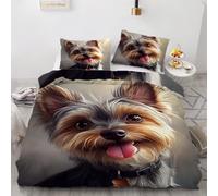 NKDYVB Yorkshire Terrier Bedding Sets 200x200 Bedroom Decor Bedding Comforter Cover with Pillowcase Bedding Sets Cute Dog Duvet Cover