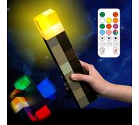 NKFBEV 28 cm Light-Up Wall Torch Night Light, Craft Torch Lamp with 8 Colors, 3D Torch Light, USB Rechargeable for Bedside Lamp with Flame Effect & Timing, Mini World Lighting Gifts for Boys and Girls