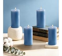 NKFBEV 4 Pcs Scented Pillar Candles, 5x10cm Decorative Household Candles | Smooth Pillar Candles, Altar Candle, Multipack Non Toxic Candles for Home Decor, Church Candles (Blue, Eucalyptus Cotton)