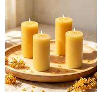 NKFBEV 4 Pcs Scented Pillar Candles, 5x10cm Decorative Household Candles | Smooth Pillar Candles, Altar Candle, Multipack Non Toxic Candles for Home Decor, Church Candles (Yellow-Osmanthus Fragrance)