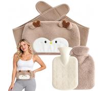 NKFBEV Hot Water Bottle Belt 3 in1, 1L Wrap Around Hot Water Bottle (Brown) | Wearable Hot Water Bag with 130cm Soft Plush Waist Cover Belt, Hot Water Bottle Pouch for Kids Adult Warm and Period Relief