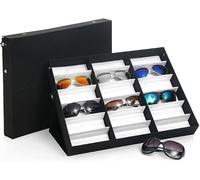NKFOOPDU Glasses Display Stand, 18 Grids Eyeglasses Storage Box, Glasses Jewellery Organiser, Display Glasses Storage Display Case with Dust Protection, Glasses Presentation Showcase