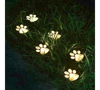 NKFOOPDU Solar Paw Print Lights, (Set of 4) LED Light Cat Dog Animal Solar String Lights Outdoor Decoration, Waterproof Garden Light for Garden Patio Yard Decor Walkway (Warm White)