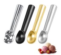 NkHui 4PCS Aluminum Ice Cream Scoops, 7 INCH Handle, Non-Stick Anti-Freeze, One-Piece Design, Cookie Spoon for Hard Ice Cream, Fruit Puree, and Potato Mash
