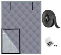 Nkiy Quen 3 Layer Winter Insulated Window Cover-63" x 47" Oxford Thermal Insulated Window Blanket with Fastener-Grey Window Insulation Kit for Winter Keeping Warm