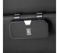 NKJIEFV Car Glasses Cases for Rolls-Royce Ghost Park Ward Phantom Wraith, 1 PCS Easy Install Waterproof Leather Sunglasses Organizer Storage Box Sun Visor Accessories Exclusive Logo,Black