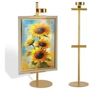 NKJIH Adjustable Desktop Photo Frame Stand with Magnetic Wall Painting Light, Holds Picture Frames up to 30 Inch,with Rechargeable Battery,Metal Vertical Stand with 3 Color Temperature & 13RGB Poster