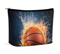 NKJJSTES Large Capacity Cosmetic Bag Waterproof Cosmetic Organizer Basketball on Fire Cosmetic Accessories Organizer for Women/girl, Basketball on Fire, One Size