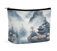 NKJJSTES Large Capacity Cosmetic Bag Waterproof Cosmetic Organizer Black Cats Cosmetic Accessories Organizer for Women/girl, Asian Landscape Painting, One Size