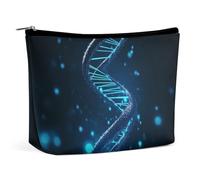 NKJJSTES Large Capacity Cosmetic Bag Waterproof Cosmetic Organizer Blue And Yellow Pattern Cosmetic Accessories Organizer for Women/girl, Blue DNA Structure, One Size