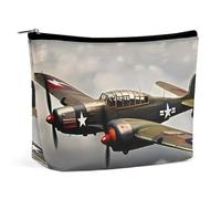 NKJJSTES Large Capacity Cosmetic Bag Waterproof Cosmetic Organizer Blue Heart Cosmetic Accessories Organizer for Women/girl, World War 2 Aircraft Airplane, One Size