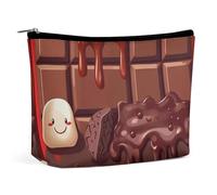 NKJJSTES Large Capacity Cosmetic Bag Waterproof Cosmetic Organizer Cartoon Owl on Orange Background Cosmetic Accessories Organizer for Women/girl, Cartoon chocolate, One Size