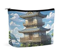 NKJJSTES Large Capacity Cosmetic Bag Waterproof Cosmetic Organizer Dolphins in Love Cosmetic Accessories Organizer for Women/girl, Japanese architecture, One Size