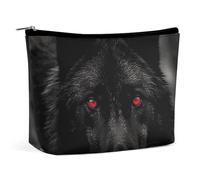 NKJJSTES Large Capacity Cosmetic Bag Waterproof Cosmetic Organizer Eerie Scary Skull Cosmetic Accessories Organizer for Women/girl, Black Red Eyed Wolf, One Size