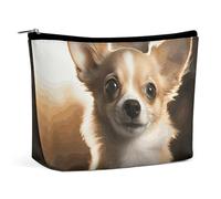 NKJJSTES Large Capacity Cosmetic Bag Waterproof Cosmetic Organizer Eerie Scary Skull Cosmetic Accessories Organizer for Women/girl, Cute Chihuahua, One Size