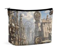 NKJJSTES Large Capacity Cosmetic Bag Waterproof Cosmetic Organizer Gingerbread Small Home Cosmetic Accessories Organizer for Women/girl, Steampunk City, One Size