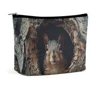 NKJJSTES Large Capacity Cosmetic Bag Waterproof Cosmetic Organizer Peach Raspberry Pattern Cosmetic Accessories Organizer for Women/girl, Squirrel in the Tree Hole, One Size