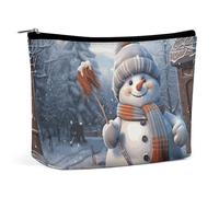 NKJJSTES Large Capacity Cosmetic Bag Waterproof Cosmetic Organizer Red Lips Kiss Cosmetic Accessories Organizer for Women/girl, Hardworking snowman, One Size