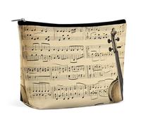 NKJJSTES Large Capacity Cosmetic Bag Waterproof Cosmetic Organizer Valentine Hearts Golden Butterfly Cosmetic Accessories Organizer for Women/girl, Music Notes, One Size