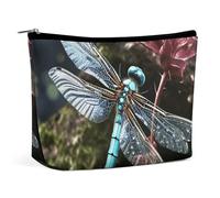 NKJJSTES Large Capacity Cosmetic Bag Waterproof Cosmetic Organizer Valentine Hearts Golden Butterfly Cosmetic Accessories Organizer for Women/girl, Blue Dragonfly, One Size