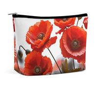 NKJJSTES Large Capacity Cosmetic Bag Waterproof Cosmetic Organizer Watercolor Acoustic Guitar Cosmetic Accessories Organizer for Women/girl, Poppy Flowers Vivid Petals, One Size