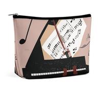 NKJJSTES Large Capacity Cosmetic Bag Waterproof Cosmetic Organizer Yellow Gray Flower Cosmetic Accessories Organizer for Women/girl, Piano Violin Music Notes, One Size