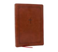 NKJV Giant Print End-of-Verse Reference Bible, Brown Leathersoft, Red Letter, Comfort Print : Holy Bible