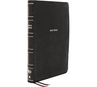 NKJV, Thinline Reference Bible, Large Print, Leathersoft, Black, Thumb Indexed, Red Letter, Comfort Print: Holy Bible, New King James Version