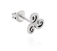 NKlaus 11136 Single Stud Earrings Celtic Triskel 925 Silver 8 mm Small Women's Gothic Goth Jewellery Earring, Silver