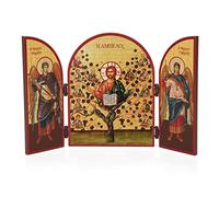 NKlaus 11316 Christ Vine with 12 Apostles Triptych Wooden Icon 25 x 16 cm Christian