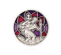 NKlaus 11430 Car Badge Red / Purple Enamelled Patron Saint St Christopher Adhesive Magnet 3 cm