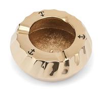 NKlaus 11507 Maritime Ashtray Open Wavy Design with Golden Shine Made of Brass Solid Gold 2.5 cm High