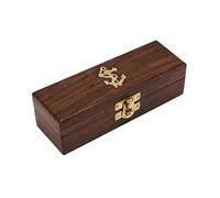 NKlaus 11626 Solid Wood Box with Stylish Brass Clasp 10 x 3.5 x 3 cm Golden Colour Ideal as a Maritime Decoration or as a Gift