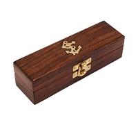 NKlaus 11627 15 x 5 x 3.8 cm Wooden Box Solid Wood Box with Stylish Brass Clasp in Gold Colour Maritime Decoration Gift