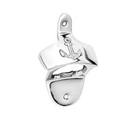 NKlaus 11791 Maritime Bottle Opener Wall Mounted Solid Brass Silver Wall Bottle