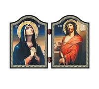 NKlaus 1402 Deva Mary & Jesus wood diptych Skorbjashhaja Bogorodica i Spasitel icon