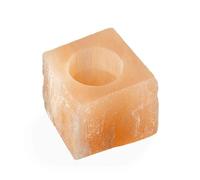 NKlaus 2 x Peach Selenite Square Tea Light Holder 6 x 6.5 cm - Handmade Peach Selenite Tea Light Holder for Meditation, Energy Work & Harmonious Lighting