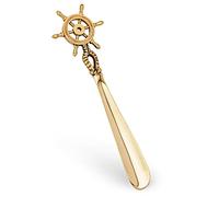 NKlaus 26 cm Shoe Horn Maritime Steering Wheel Solid Brass Gold Shoe Horn 11734, Steering wheel, One Size