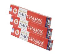 NKlaus 3 x Vijayshree Golden Nag Champa Incense Sticks, 45 g, Hand-Rolled Incense from India with Floral Warm Fragrance, for Meditation and Room Fragrance