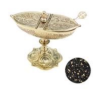 NKlaus 3pcs set incense boat yellow gold spoon 100g Pontifical incense blend 40688