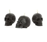 NKlaus - 3X Candle Set Skull Black Made of Organic Pure Beeswax - Gothic Candle Colourful Figurine Candle Skull Halloween Ritual Candle Drip Candles 36314
