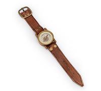 NKlaus 40 mm Bracelet Compass Antique Brass Leather Strap Direction Indicator Pitch Compass 11671