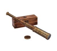 NKlaus Antique Brass Telescope 35cm in Wooden Box - Retro Nautical Telescope Ocean Elegance 16092
