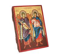 NKlaus Archangel Gabriel and Michael, Christian wood icon 16x12,5cm handmade 37039