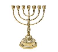 NKlaus Brass Candle Holder, 23cm Menorah (10204), Polished, Clear, 15mm Diameter, 0.65kg, Tabletop, Christmas